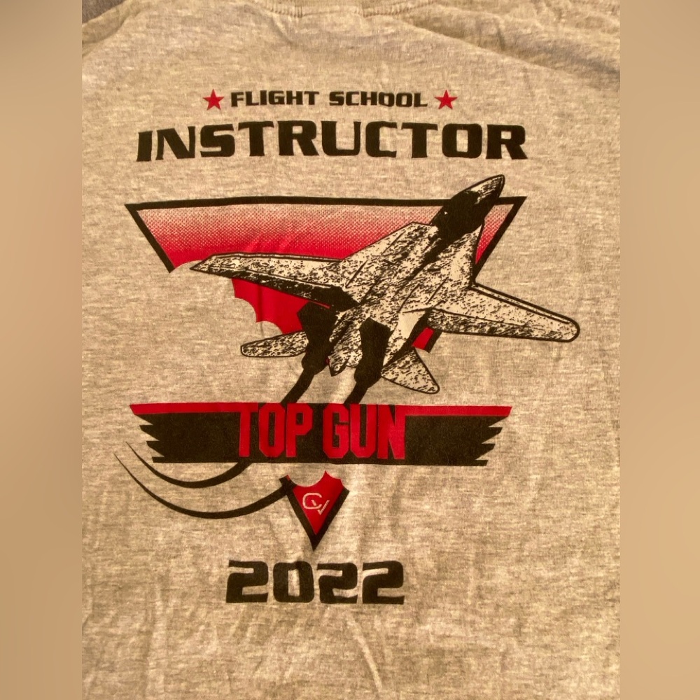 Unique Graphic tee ‘Aviator Top Gun’ grey, black& red size:M